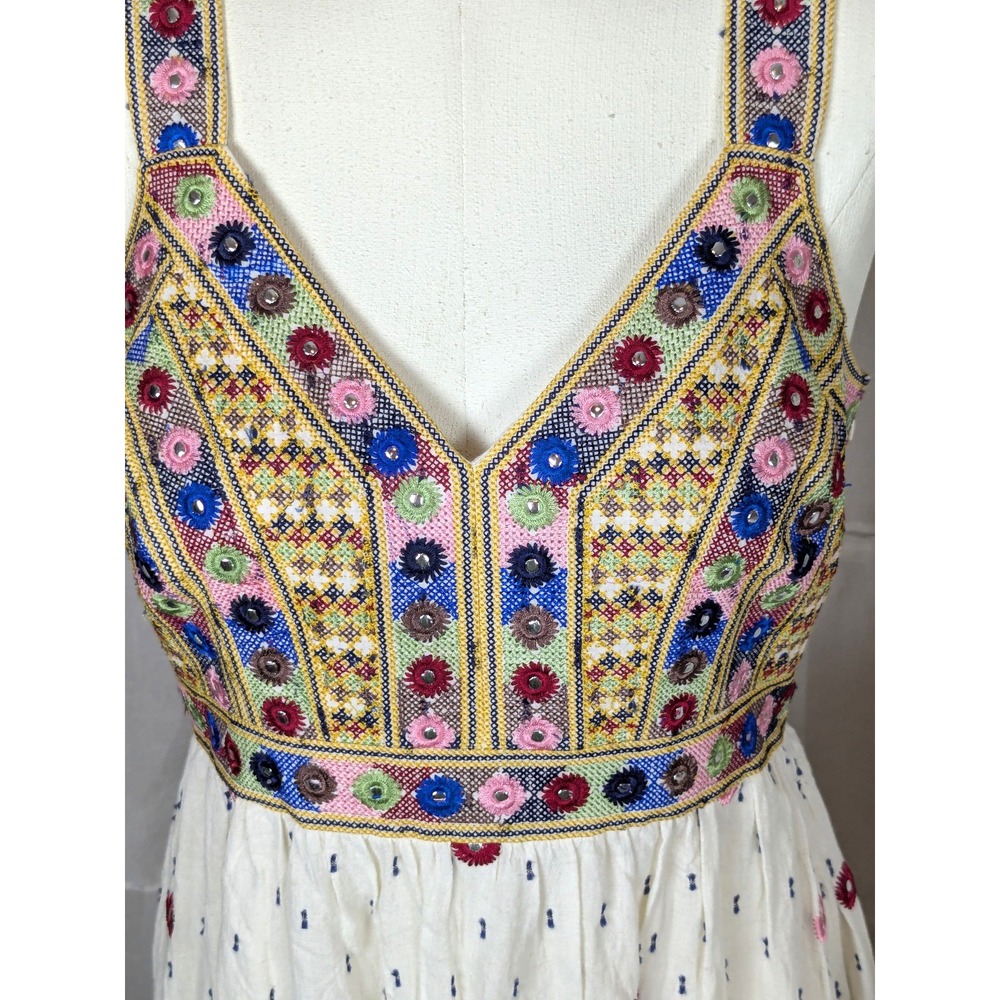 PAYAL PRATAP Anthropologie Norah Dress Embroidered Boho Midi Dress Size 2 - Picture 4 of 13